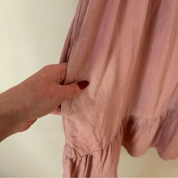 Uniqlo Girls Pink Linen Blend Camisole Mini Sleeveless Babydoll Dress Size 11/12 - Picture 3 of 6